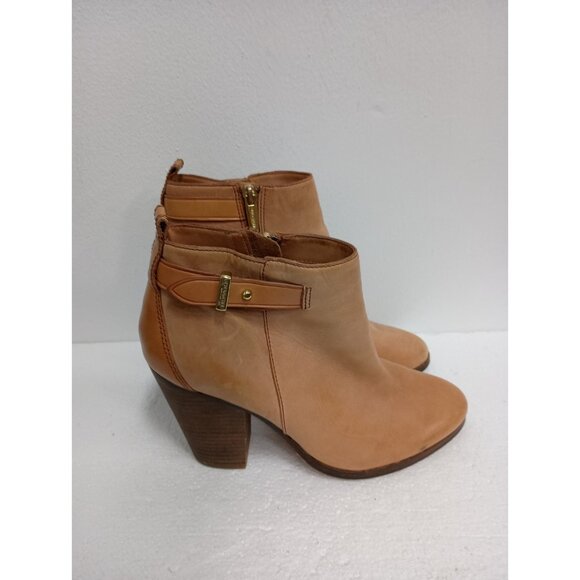 Coach New York Hewes Ankle Boots Womens Size 8 Khaki Leather Block Heel Shoes - Picture 5 of 11